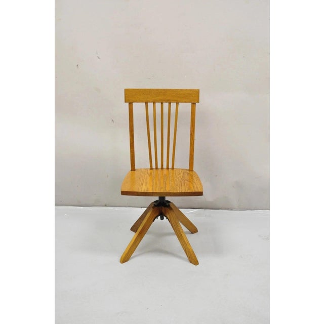 Early 20th Century Mission Arts & Crafts Oak Wood Small Child’s School Desk Chair For Sale - Image 11 of 11