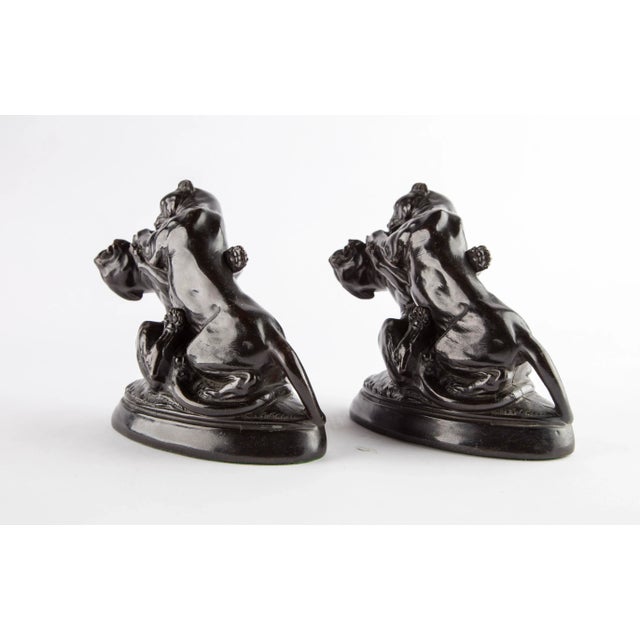 1940s Kronheim and Oldenbusch Fighting Mountain Lion Bookends For Sale - Image 5 of 12