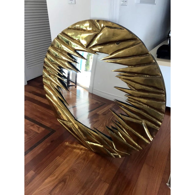 Alain Chervet French Brass Artisanal Mirror by Alain Chevert For Sale - Image 4 of 10