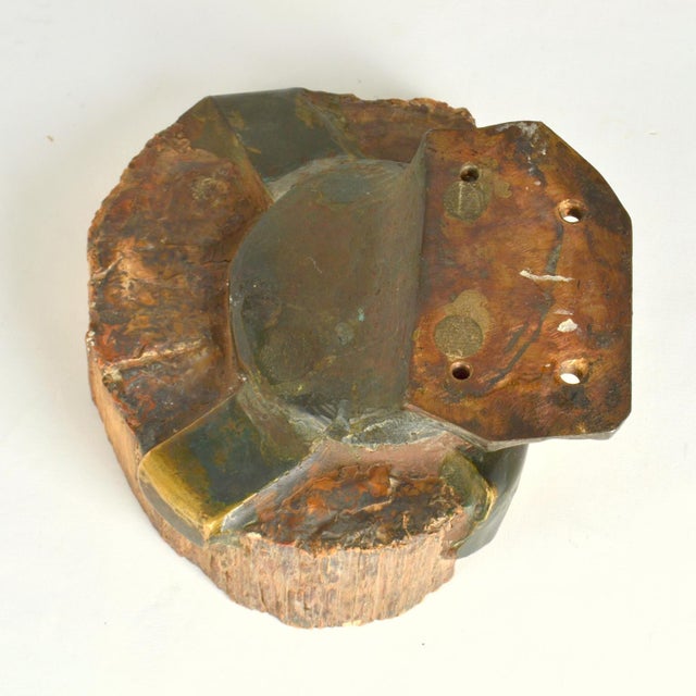 Architectural Push Pull Door Handle in Petrified Wood and Bronze, 1970s For Sale - Image 9 of 15
