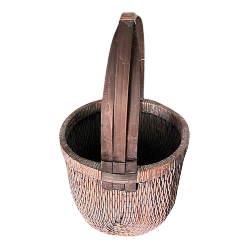 31 Tall Rare Antique Asian Gathering Fisherman Basket Early 20th