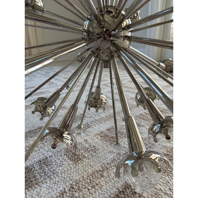 Metal Jonathan Adler Large Sputnik Chandelier in Polished Nickel For Sale - Image 7 of 9