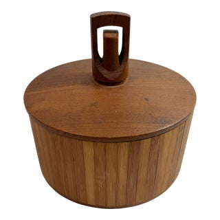 Jens Quistgaard Dansk Modern Bamboo and Teak Ice Bucket, 1960, Denmark For Sale