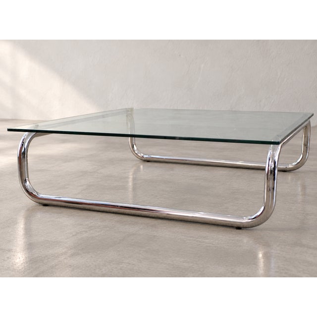 Coffee Table in Chrome and Glass, 1980s For Sale - Image 3 of 8