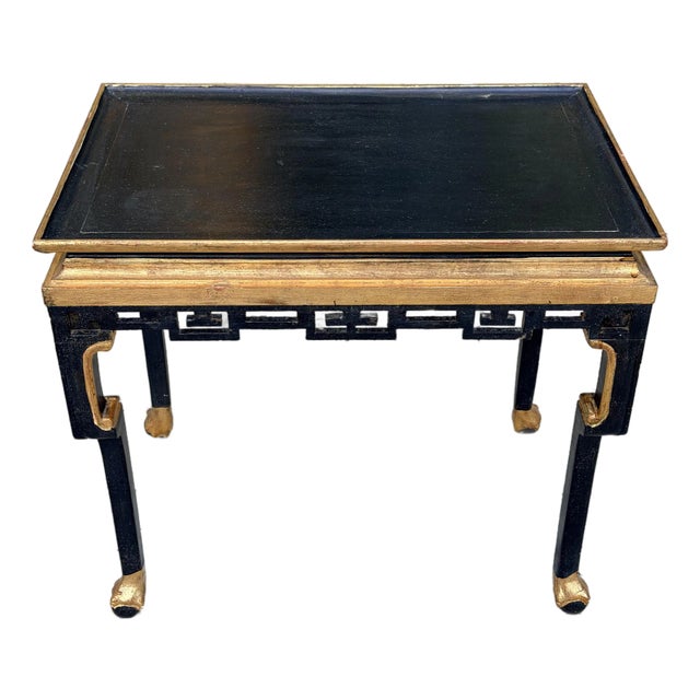 Japanese Antique Kasuga Table Gilt Decorated Black Painted Table For Sale