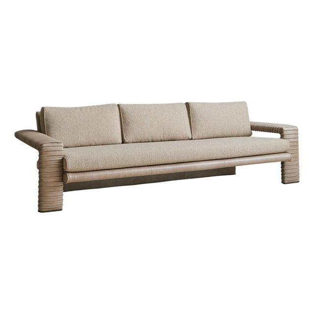 Rare Italian Leather 3-Seat Sofa by Marzio Cecchi, 1970s For Sale