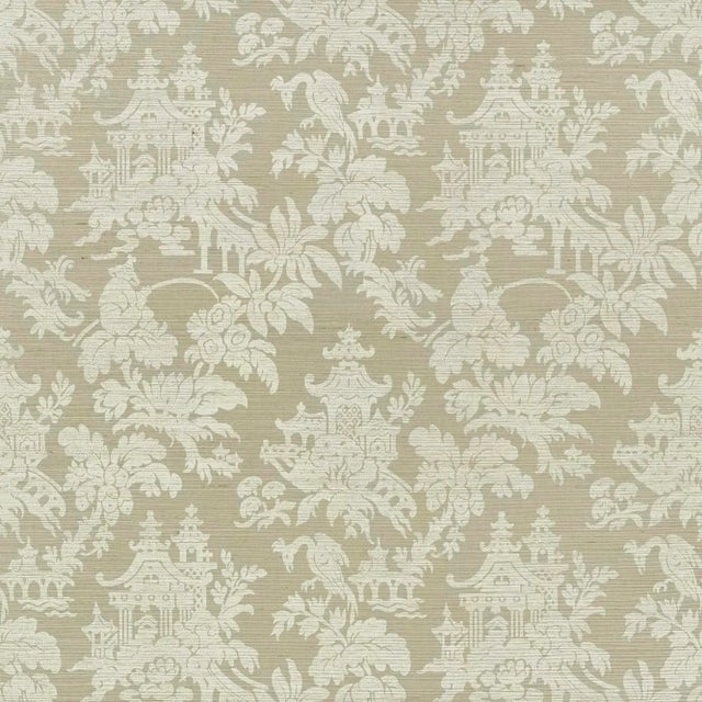 Schumacher Brighton Sisal Wallpaper in Sage For Sale