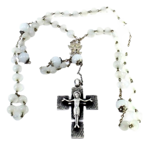 Silver Rosary with Glass Beads and Crucifix