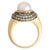 14KYW Cultured Akoya Pearl & White/Brown Diamond Ring, size 5 For Sale - Image 4 of 5