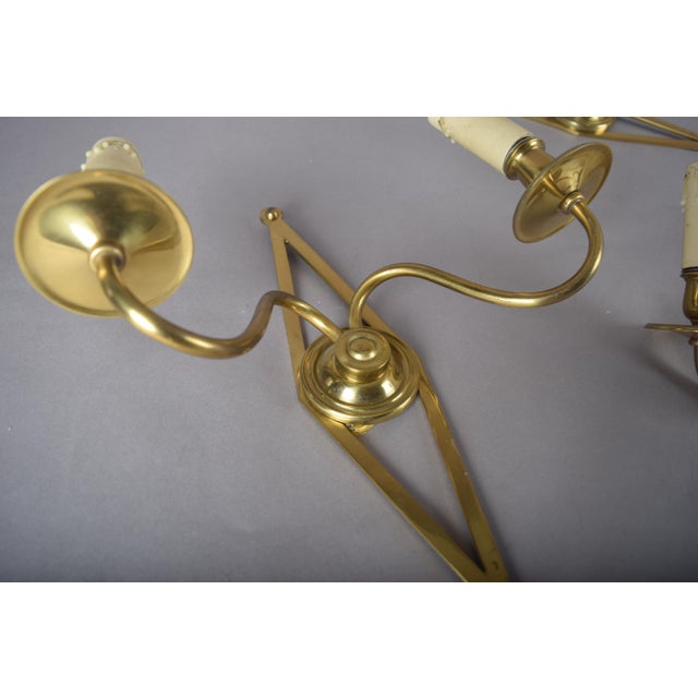 French Brass Wall Sconces with Diamond Backplates, 1960s, Set of 3 For Sale - Image 18 of 18