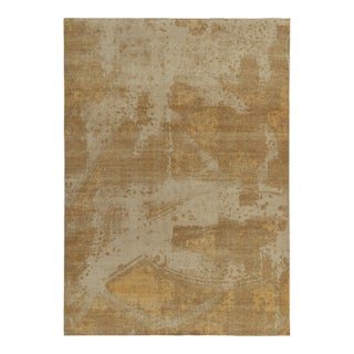 Rug & Kilim’s Distressed Style Abstract Rug in Beige, Ochre Patterns For Sale