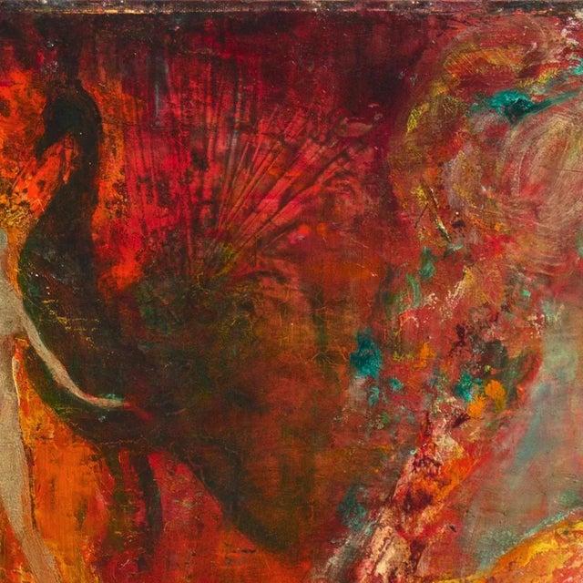 Wood 'Transcendentalist Figural Oil' by Marguertie Bordet, Paris, Académie De La Grande Chaumière, Geneva For Sale - Image 7 of 11