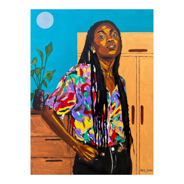 Adaora's Coat of Many Colours, Acrylic Painting by Emmanuel Akolo. (2023) For Sale