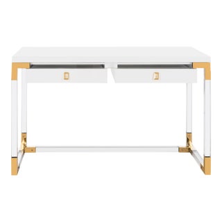 Acrylic Desk, White & Clear