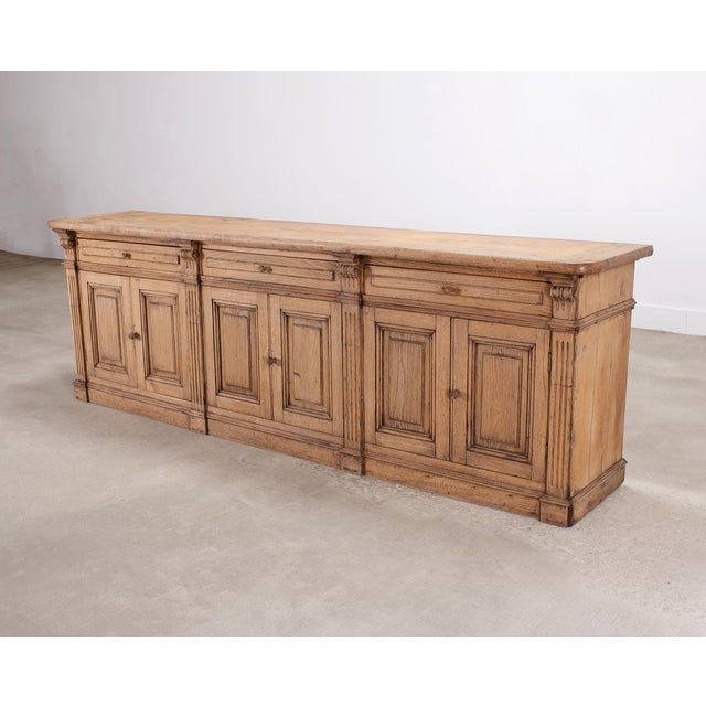French Provincial Country French Provincial Bleached Oak Enfilade Sideboard 8 Ft For Sale - Image 3 of 18