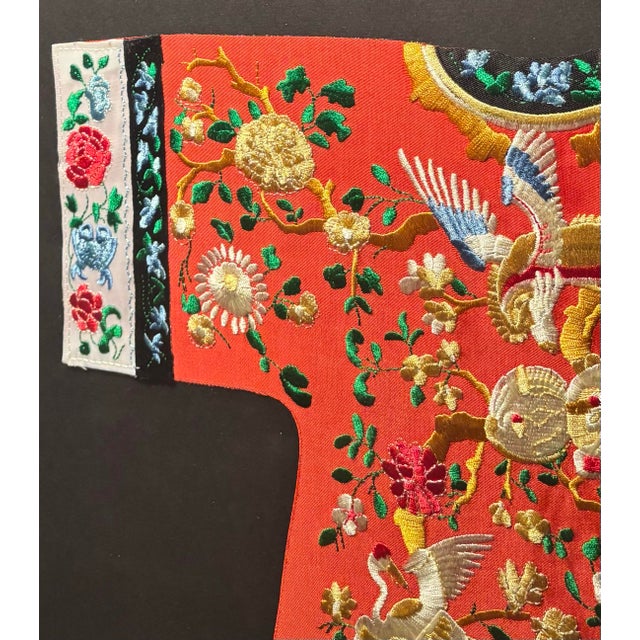 Framed Embroidered Asian Silk Childs Robe For Sale - Image 4 of 9