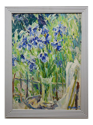 Georgij Moroz, Purple Iris, Oil on Canvas, 1995
