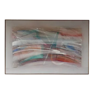 80's Large Vintage M. Lencioni Expressionist Abstract Acrylic on Canvas Painting, Framed
