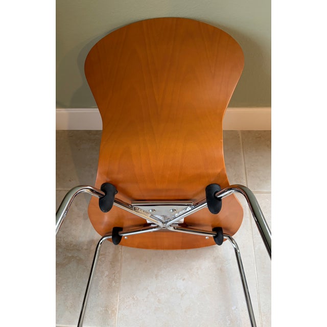 Pair (2) MCM Knoll Studio Sprite Orange Molded Plywood Side Chairs For Sale - Image 12 of 16