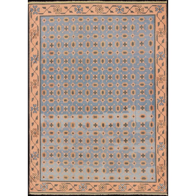 Multicolored Vintage Indian Cotton Dhurrie Rug With All-Over Geometric Design For Sale - Image 13 of 13