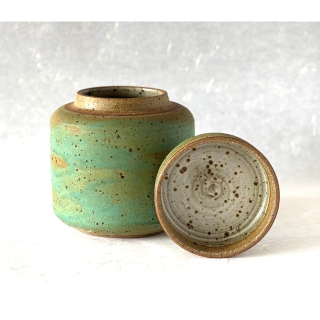 1990s Vintage Stoneware Art Pottery Covered Jar Handmade by Gerry Williams For Sale - Image 5 of 12