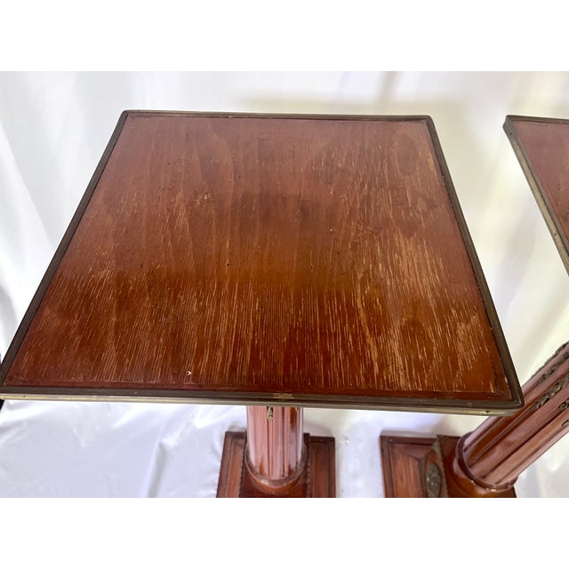 Antique Mahogany Neoclassical Pedestals on Plinth Bases - A Pair For Sale - Image 15 of 16