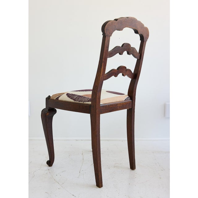 Set of Six French Provincial Oak Ladder-Back Dining Chairs W/ Upholstered Seats For Sale - Image 9 of 18