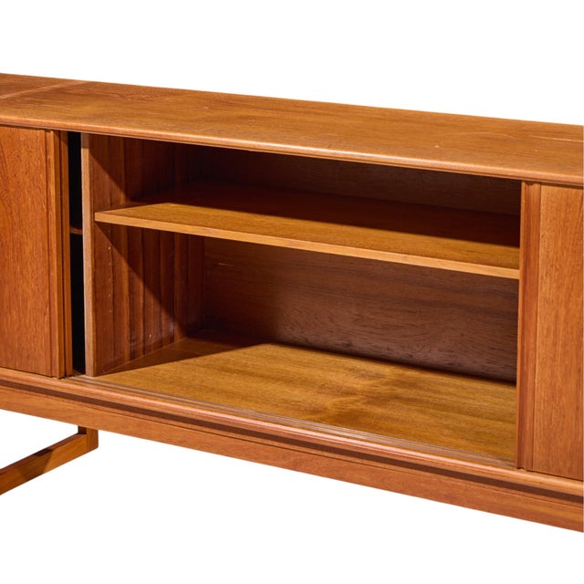 Kurt Østervig Style Mid Century Danish Teak Sliding Door Credenza and Hutch For Sale - Image 9 of 14
