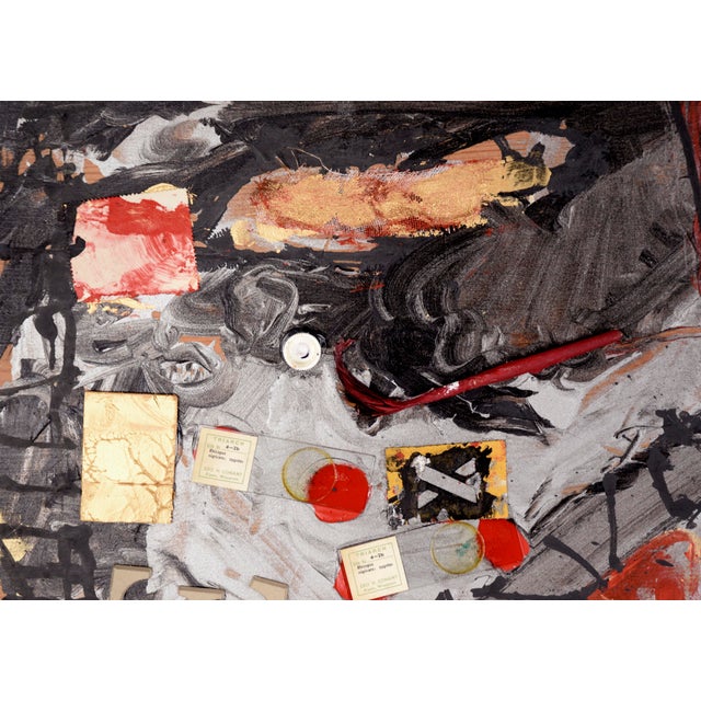 Vintage Assemblage #2 (The Letter E, Glass Slides, and Stamps) by Michael Pauker For Sale - Image 4 of 6