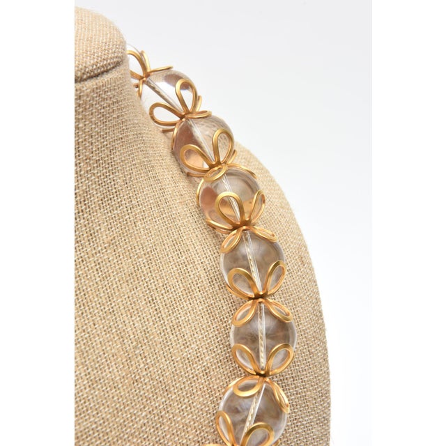 Vintage Anne Klein Lucite and Gold Filled Loop Ball Necklace, 1980's For Sale In Miami - Image 6 of 9