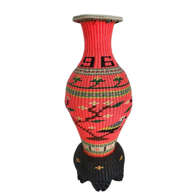 1960s French Scoubidou Vase With Chinoiserie Motif For Sale - Image 11 of 11