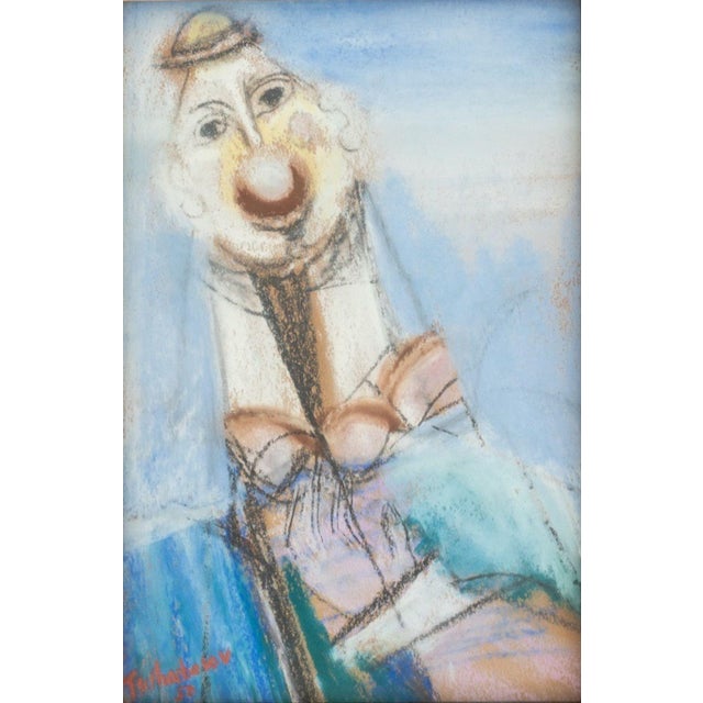 Nahum Tschacbasov (Russian/American, 1899-1984), Clown, Pastel on Paper, 1950, signed and dated lower left, painted wood...