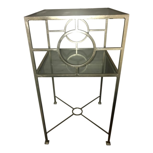 Silver Metal & Glass Top Nightstand Chairish
