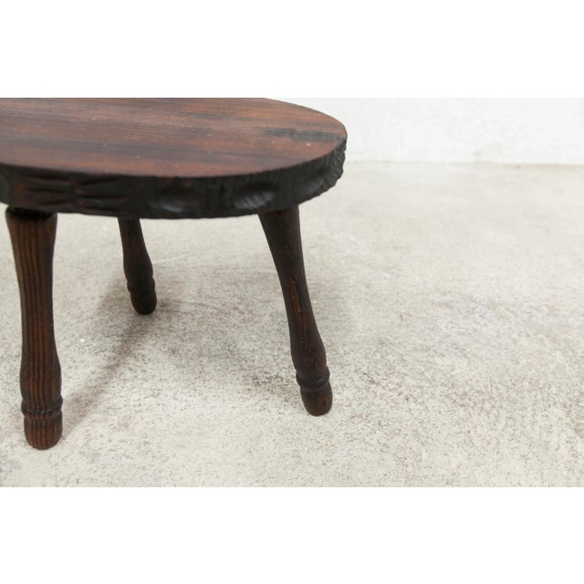 Low Brutalist Wood Stool, 1950 For Sale - Image 13 of 13