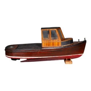 Hand Made Motorized Wooden Ship Model c.1940-1950 For Sale