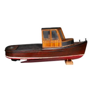 Hand Made Motorized Wooden Ship Model c.1940-1950