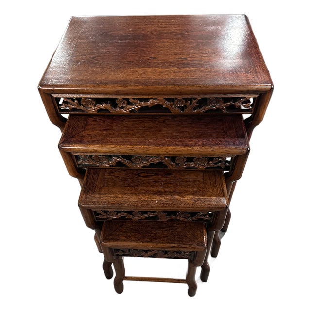 Chinese Antique Hongmu Rosewood Nesting Tables, Set of 4 For Sale