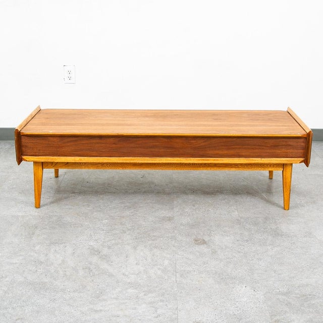 1960s Mid Century Modern Coffee Table Lane First Edition Storage Drawer Danish Wide Nm For Sale - Image 5 of 12