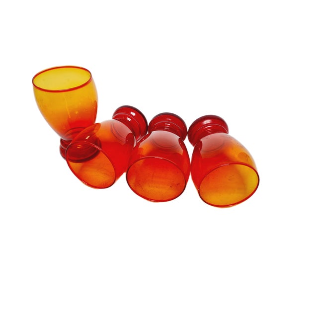 Red Postmodern Juice Set from Barbara Glassworks, Poland, 1970s, Set of 4 For Sale - Image 8 of 10