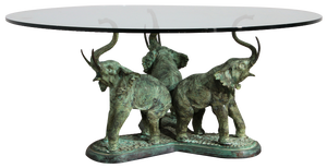 Bronze Elephant Coffee Table with Glass Top, 1970