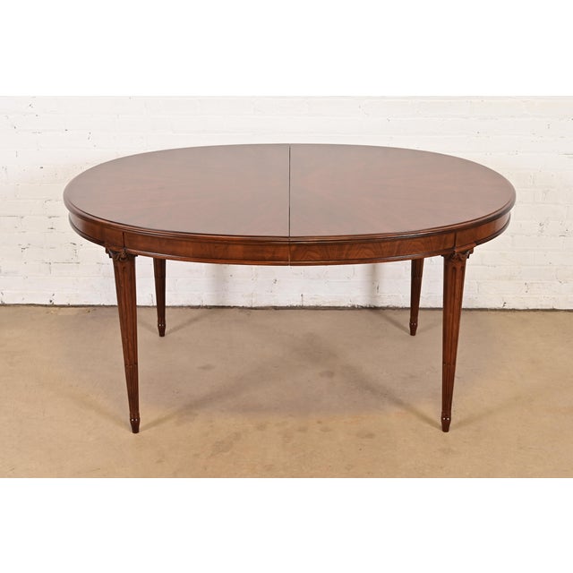 Henredon French Regency Louis XVI Walnut Extension Dining Table, Newly Refinished For Sale In South Bend - Image 6 of 13