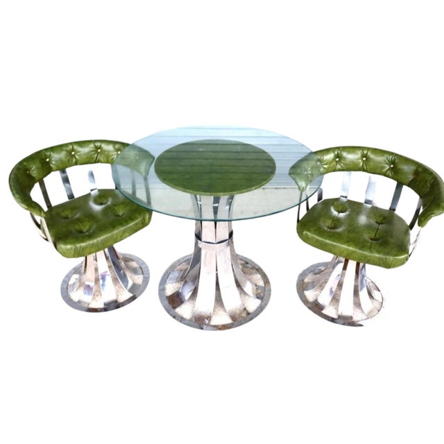 Metal Russell Woodard Style Chrome Swivel Dining Set – Mid-Century Modern - Set of 3 For Sale - Image 7 of 9