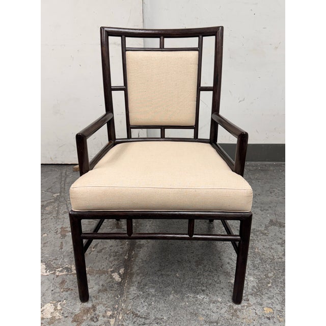 Design Plus Gallery presents an Asian Modern Armchair from McGuire Furniture. It has a bamboo frame, open geometric back,...