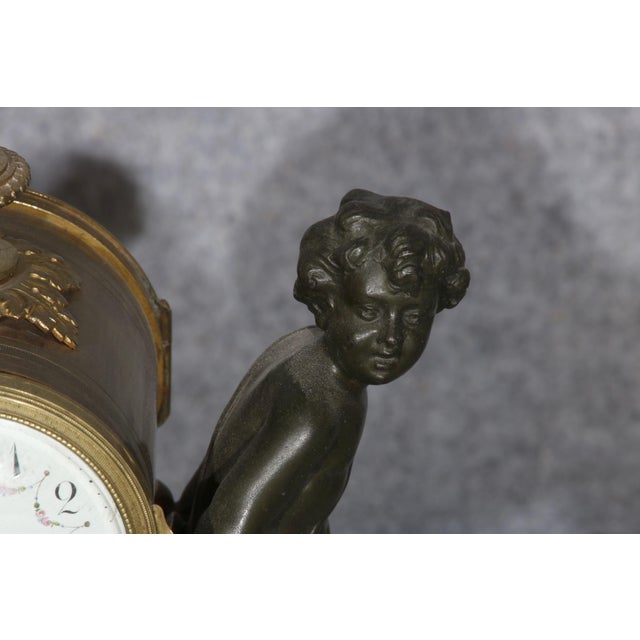 Napoleon II Louis XVI Style Fireplace Clock with Putti Carrying a Dial, 1860s, Set of 3 For Sale - Image 18 of 18