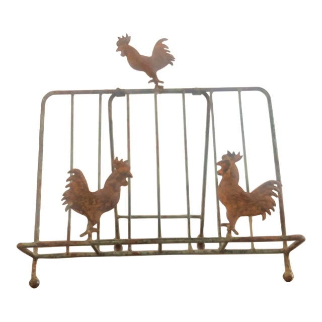 Early 20th Century Antique Primitive Country Metal Cookbook Holder For Sale