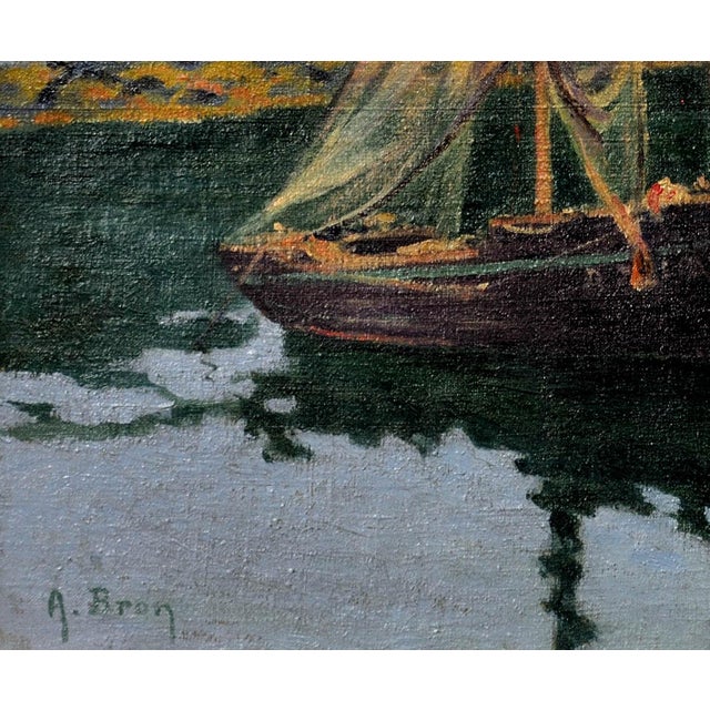 Achille Bron, A Small Boat in a Cove, La Côte Sauvage, 1920s, Oil on Canvas, Framed For Sale - Image 8 of 17
