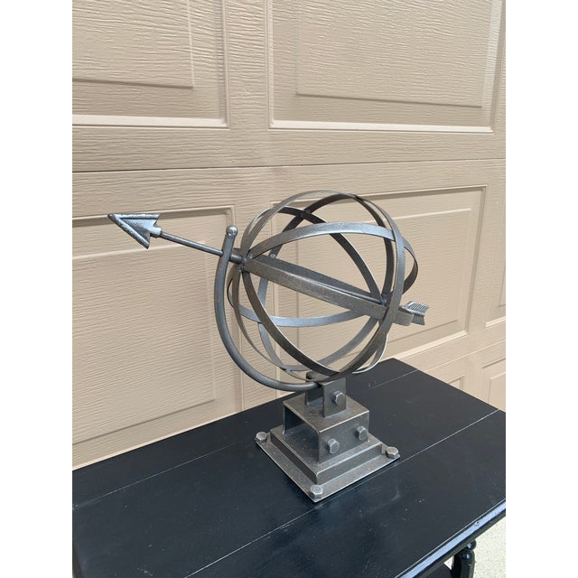 Contemporary Contemporary Iron Garden Armillary Sundial For Sale - Image 3 of 11