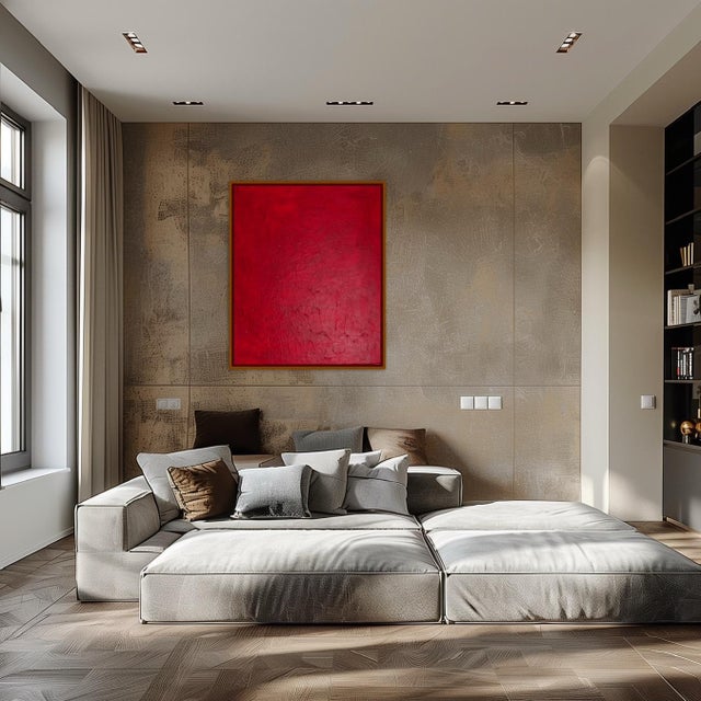 Bodasca, Minimalist Textured Red, 2025, Acrylic on Canvas For Sale - Image 6 of 10