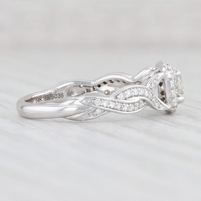 0.75ctw Round Diamond Halo Engagement Ring 14k White Gold Size 6.5 For Sale In Greensboro - Image 6 of 8