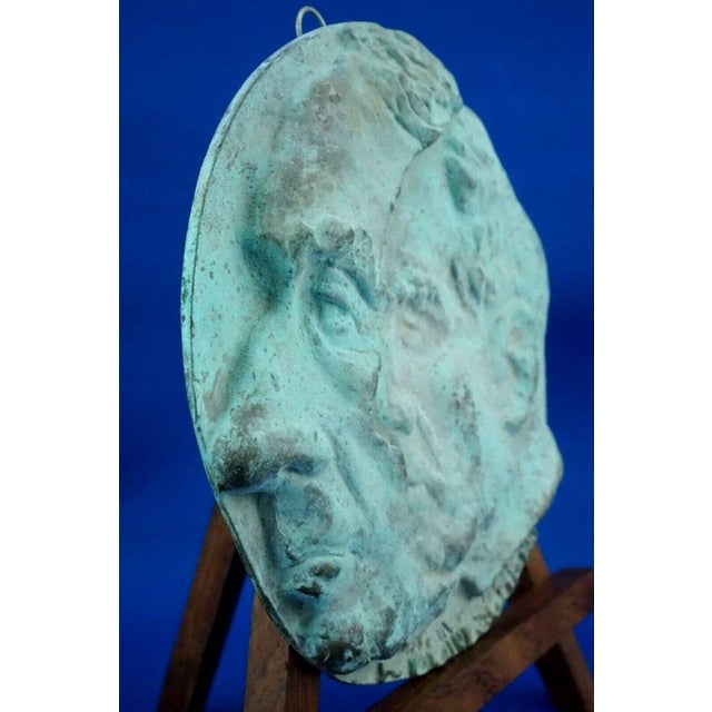 19th Century Bronze Plaque Sculpture Depicting Giuseppe Mazzini from Cesare Boneschi, Massari Foundry, 1895 For Sale - Image 4 of 18